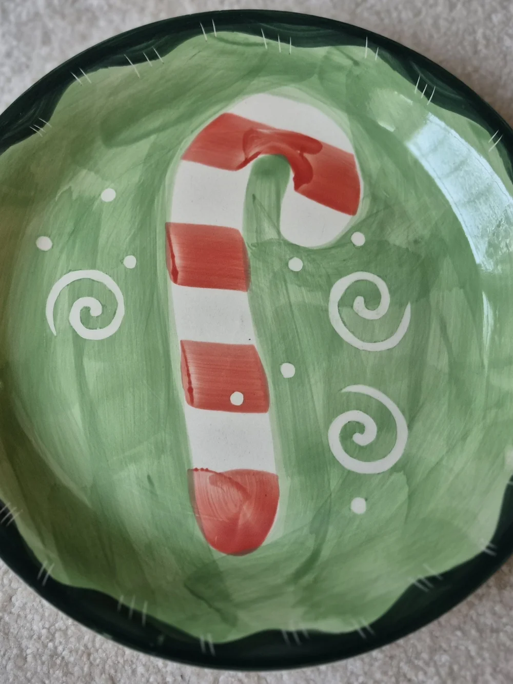 Studio Green Plate with Red and Blue Ornament Motifs